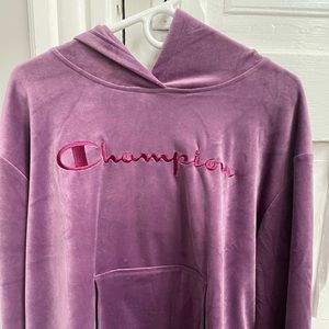 Champion Velour Hoodie, XL, Purple